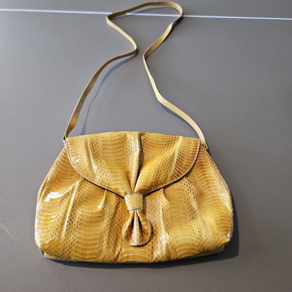 Yellow Snakeskin Leather Handbag